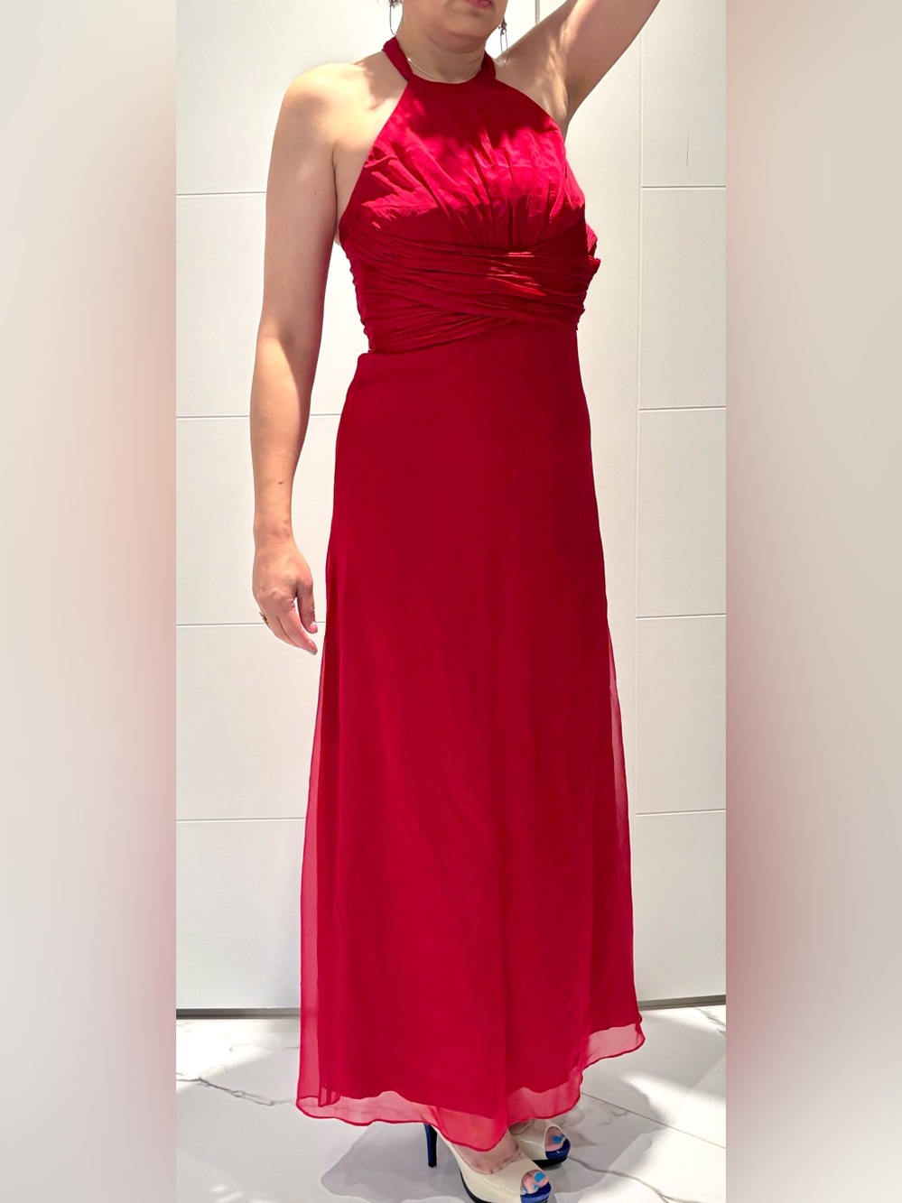 Halter Neck Red Maxi Dress for Women